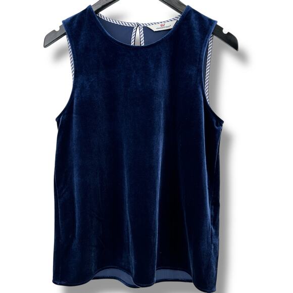 Vineyard Vines Velvet Knit Shell Tank Top Womens Size XS Deep Bay Blue - Picture 1 of 5